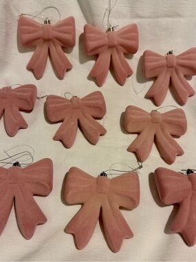 Dorm Decor Target 4” Bows Pink Flocked Velvet Set of 9 Gift Toppers Coquette
